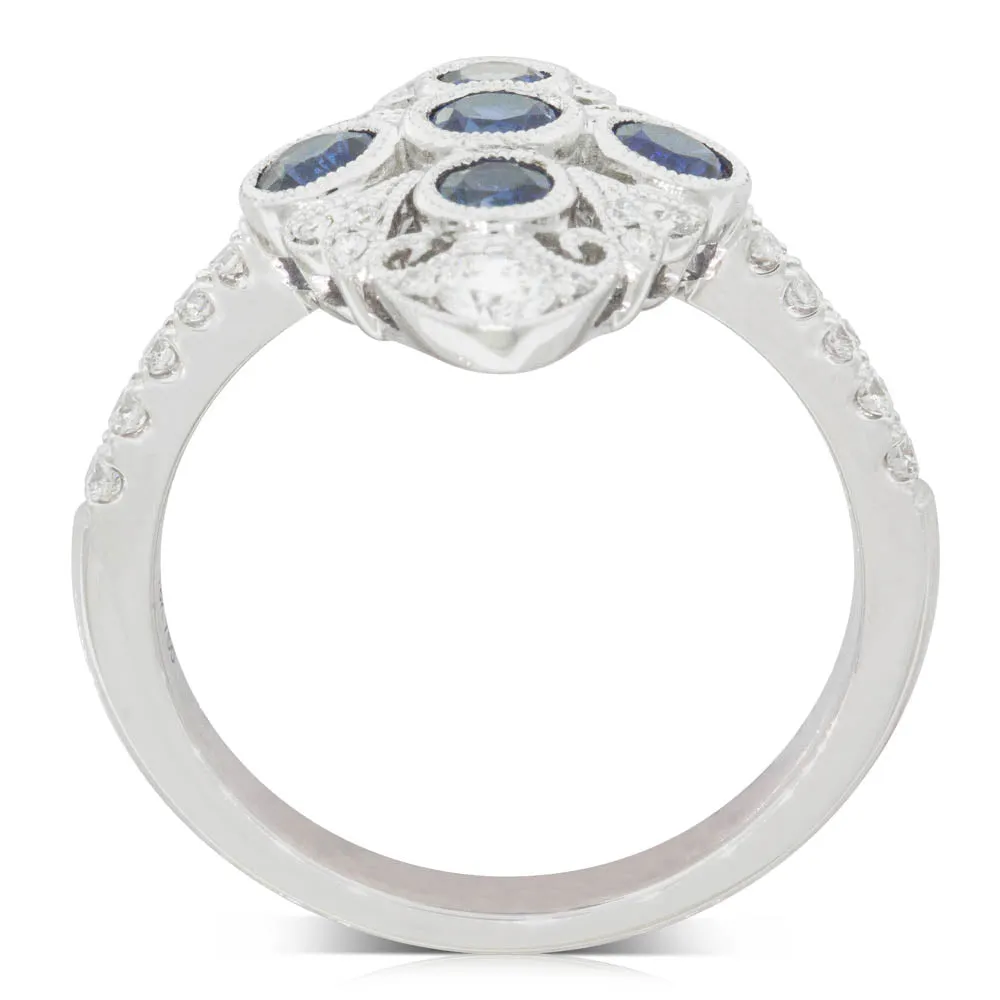 18ct White Gold .84ct Sapphire & Diamond Ring