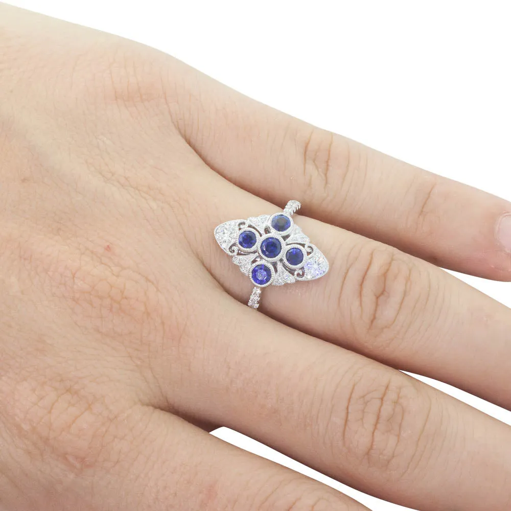 18ct White Gold .84ct Sapphire & Diamond Ring