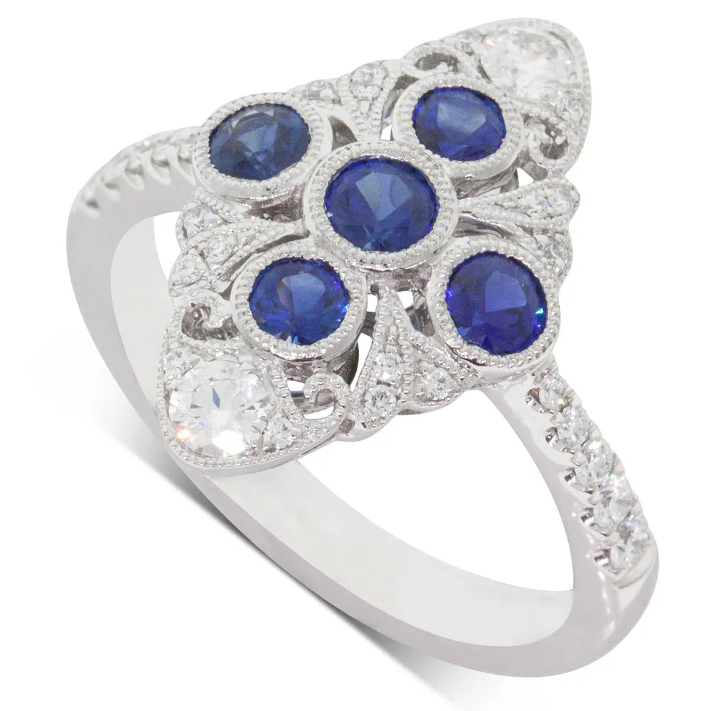 18ct White Gold .84ct Sapphire & Diamond Ring