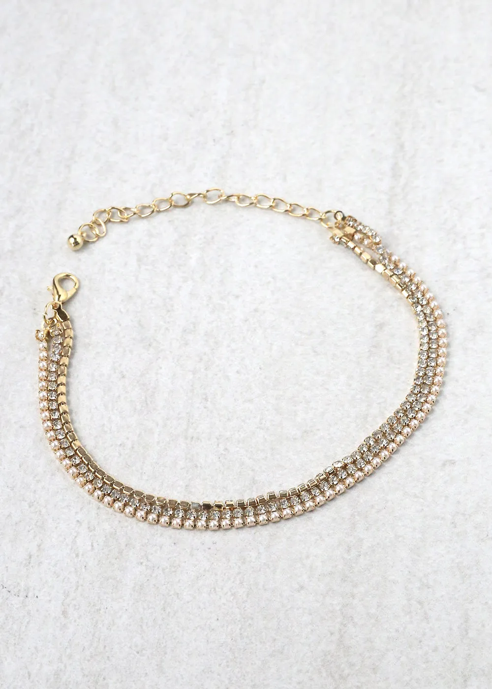 3 Layered Rhinestone Anklet