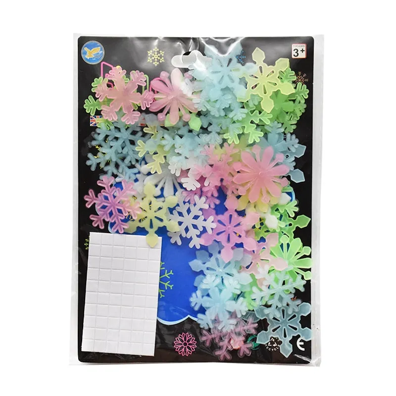 50Pcs Luminous Snowflake Wall Stickers