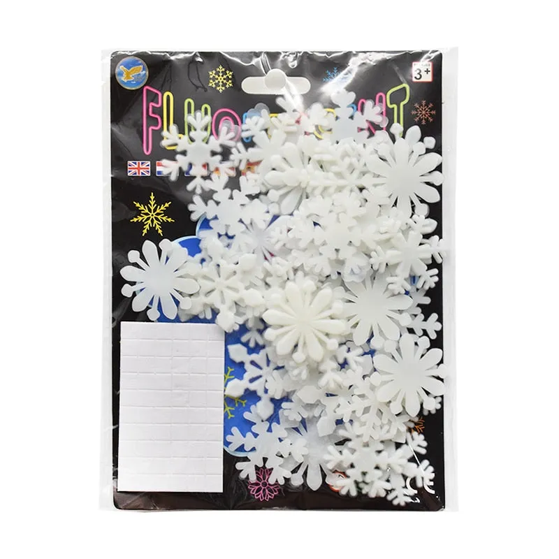 50Pcs Luminous Snowflake Wall Stickers