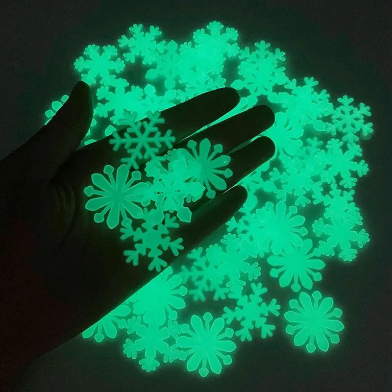 50Pcs Luminous Snowflake Wall Stickers