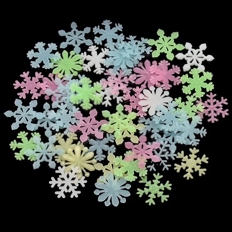 50Pcs Luminous Snowflake Wall Stickers