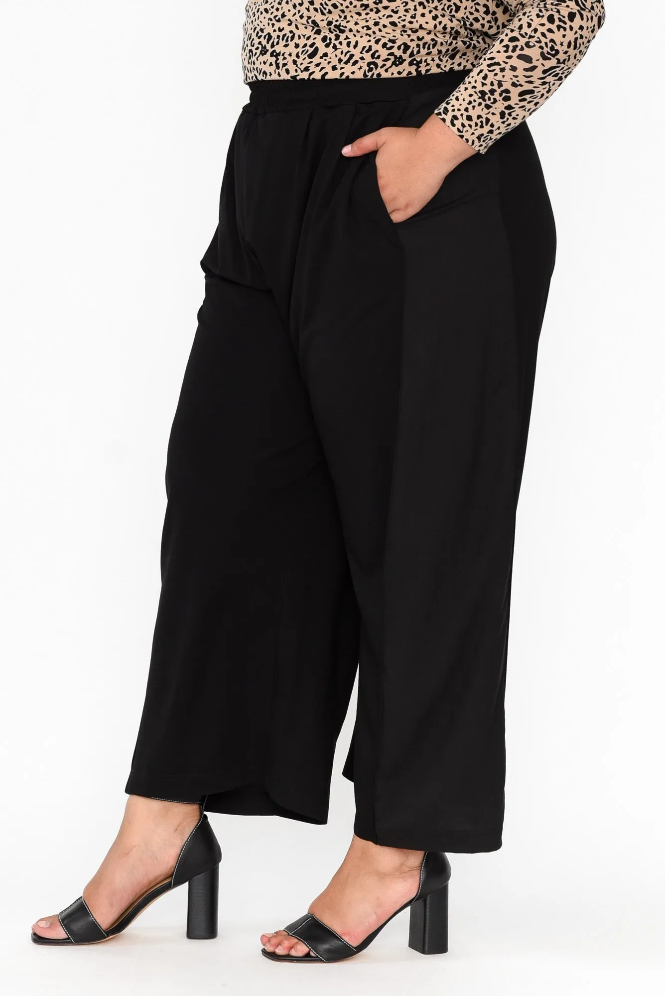 Aimee Black Side Panel Palazzo Pants