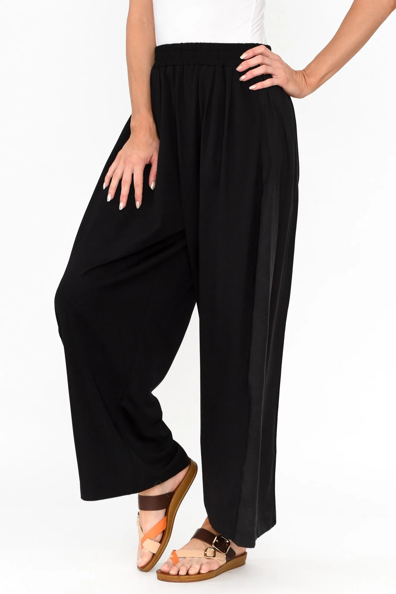 Aimee Black Side Panel Palazzo Pants