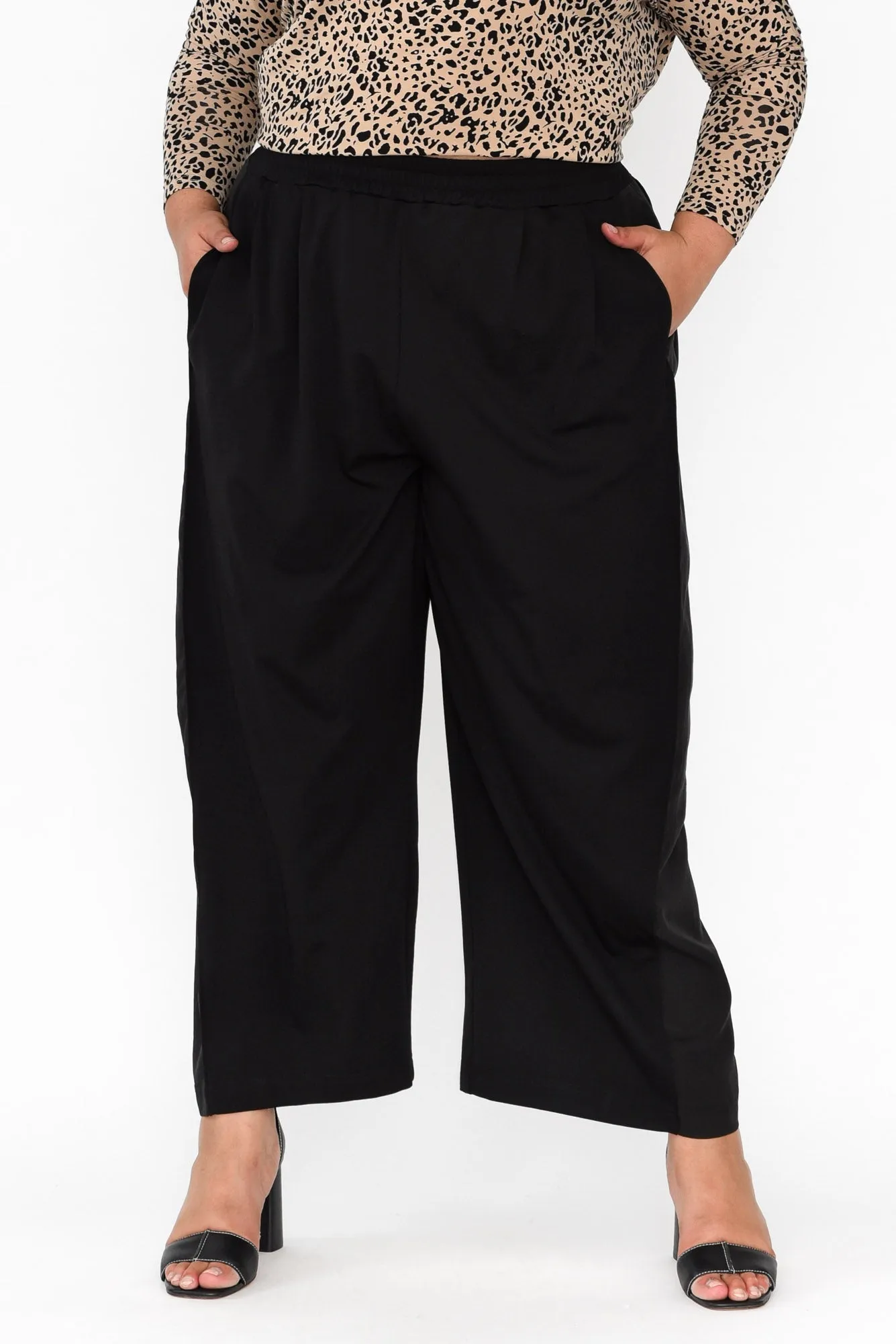 Aimee Black Side Panel Palazzo Pants