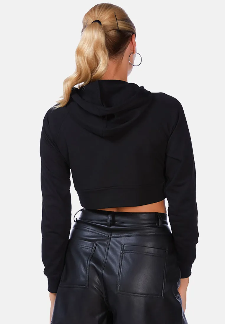 All Relaxed Front Slit Cropped Hoodie