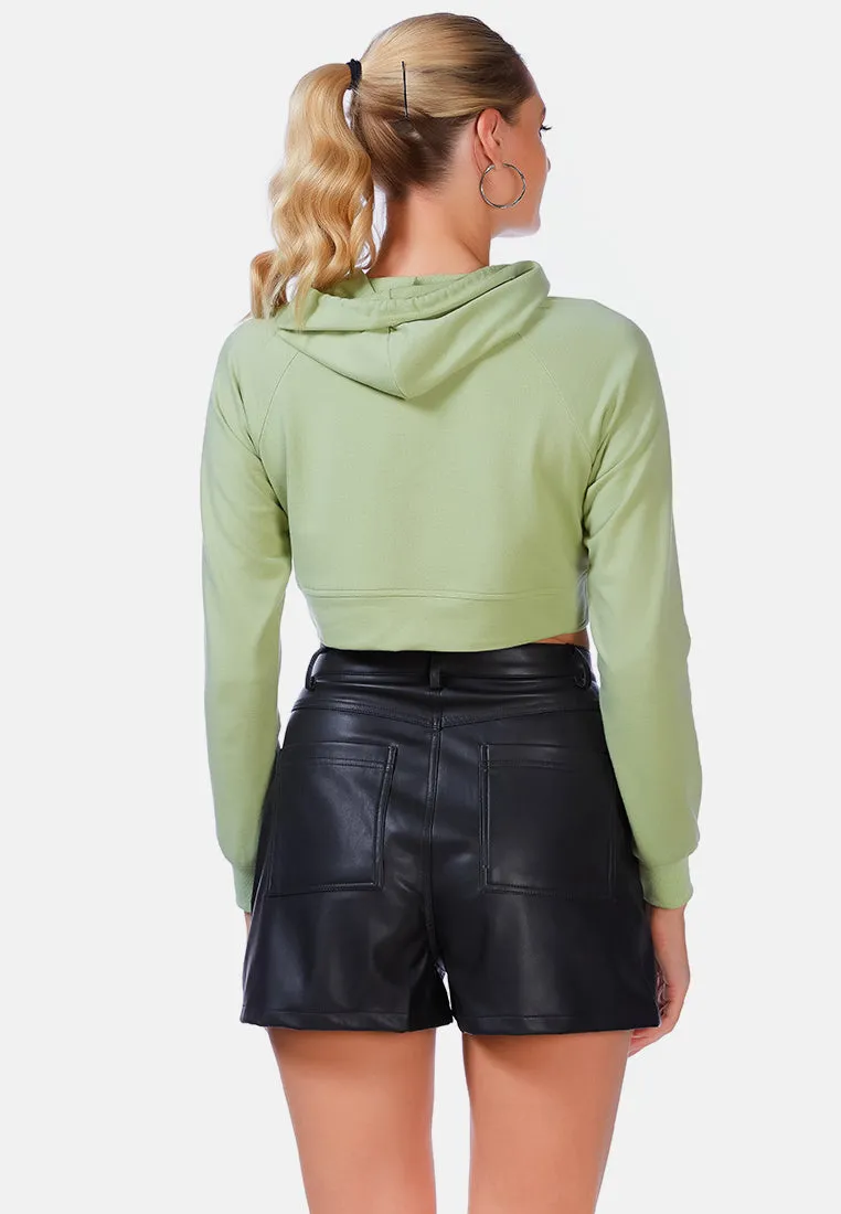 All Relaxed Front Slit Cropped Hoodie