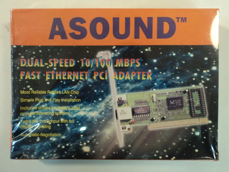 Asound Dual Speed 10 100 Mbps PCI Adapter Fast Ethernet LR002009121 -- New