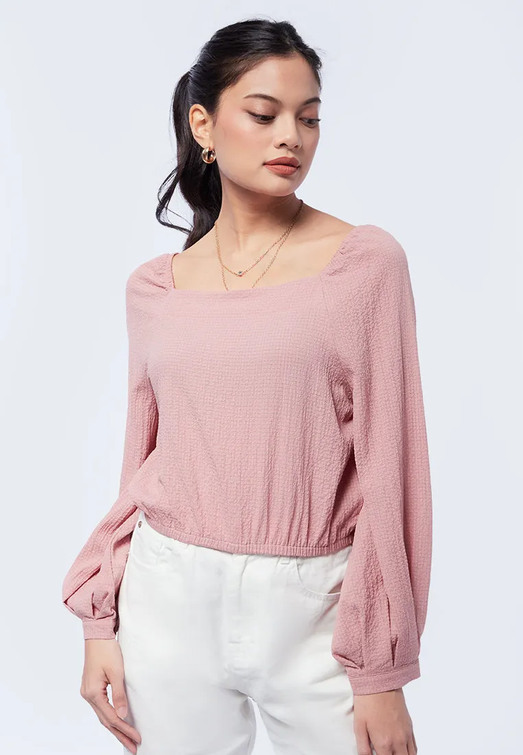 Balloon Hem Crop Blouse