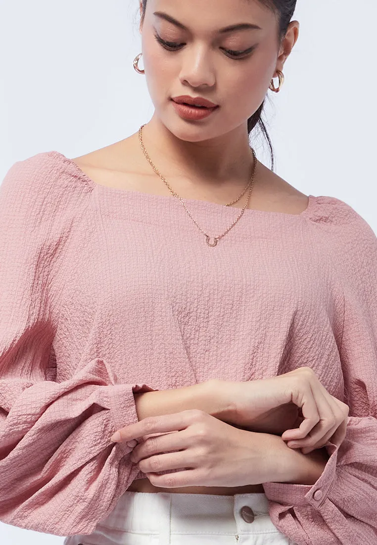 Balloon Hem Crop Blouse