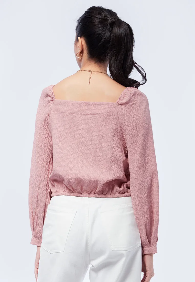 Balloon Hem Crop Blouse