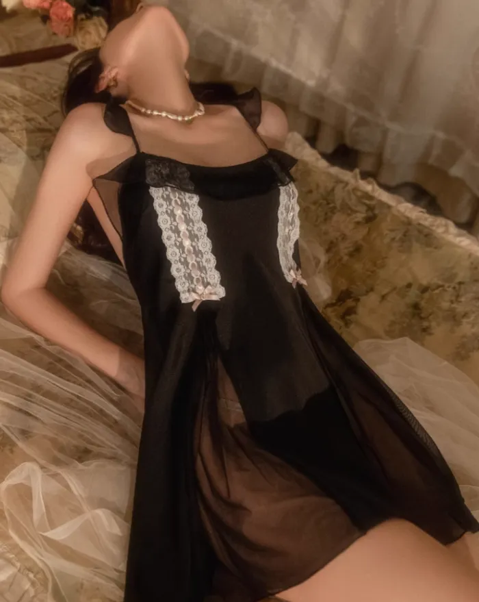 Black Cozy See through Dress Lingerie