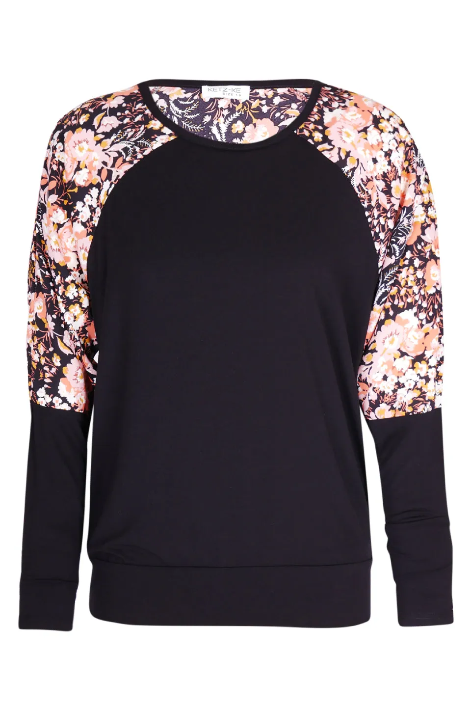 Blast Floral Sleeve Black Top