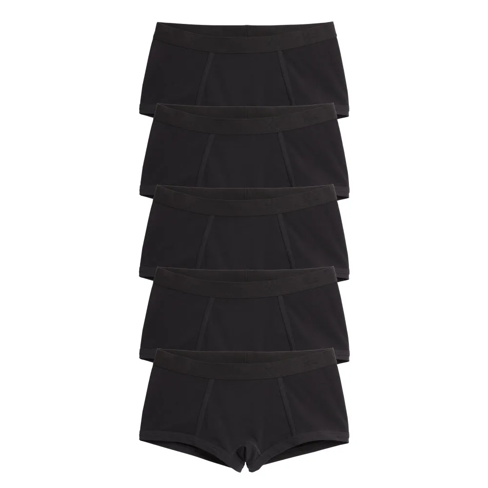 Boy Shorts 5-Pack - Cotton X= Black