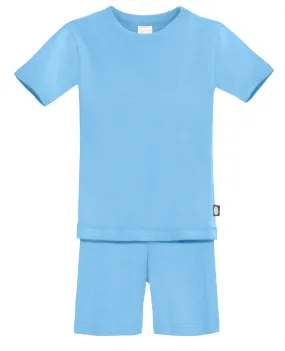 Boys and Girls Soft Organic Cotton Short Sleeve Snug Fit Pajama Set | Bright Light Blue