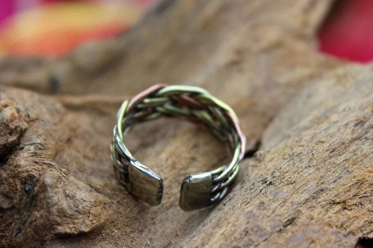 Braided Three Metal Ring