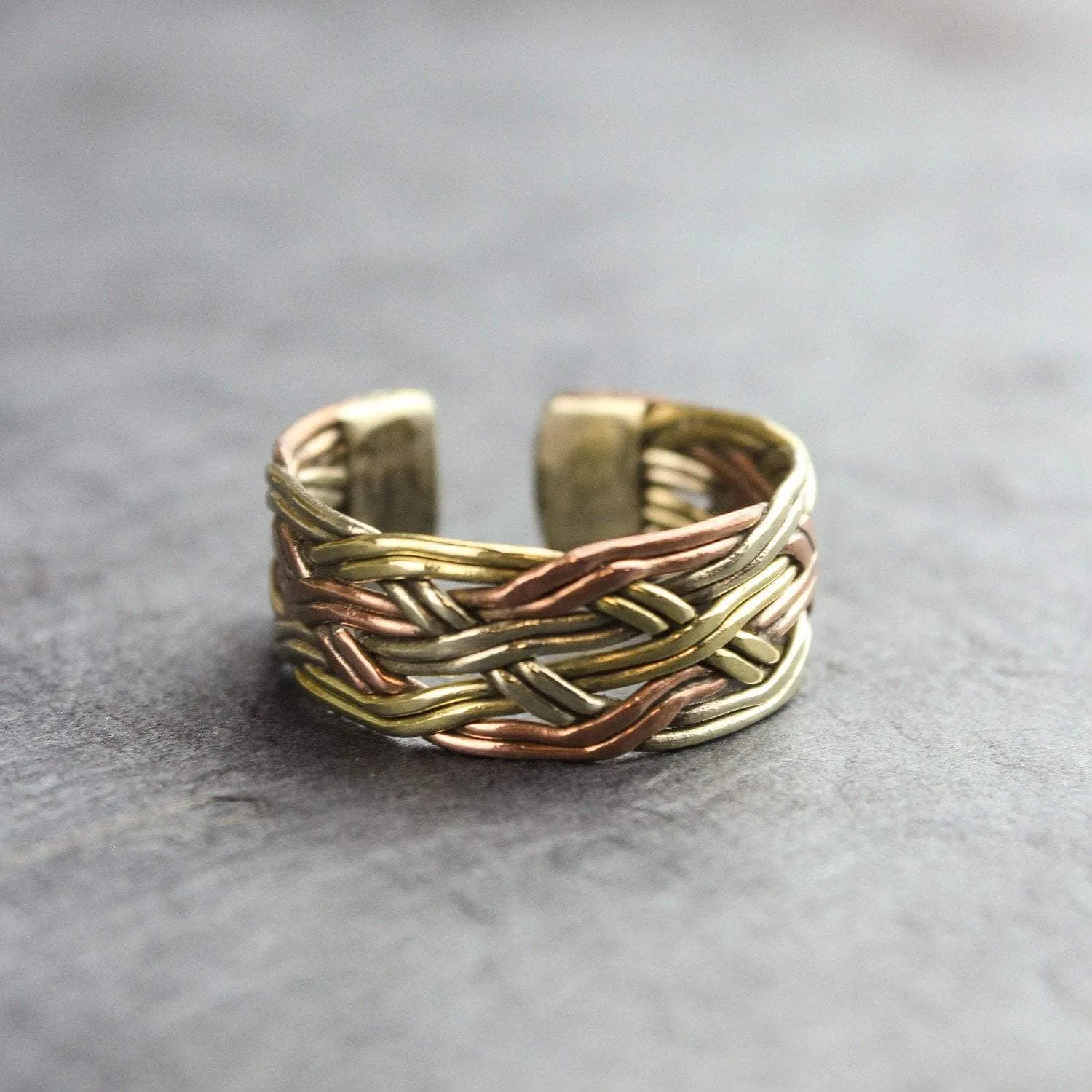 Braided Three Metal Ring