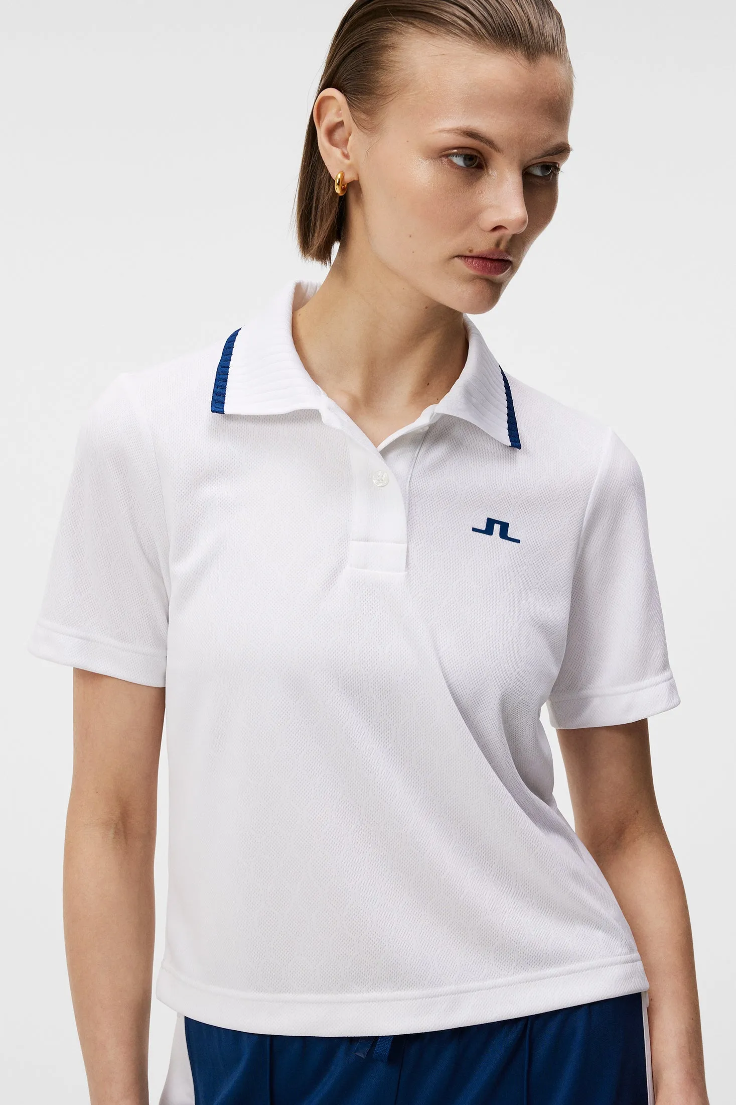 Carina Jacquard Polo / White