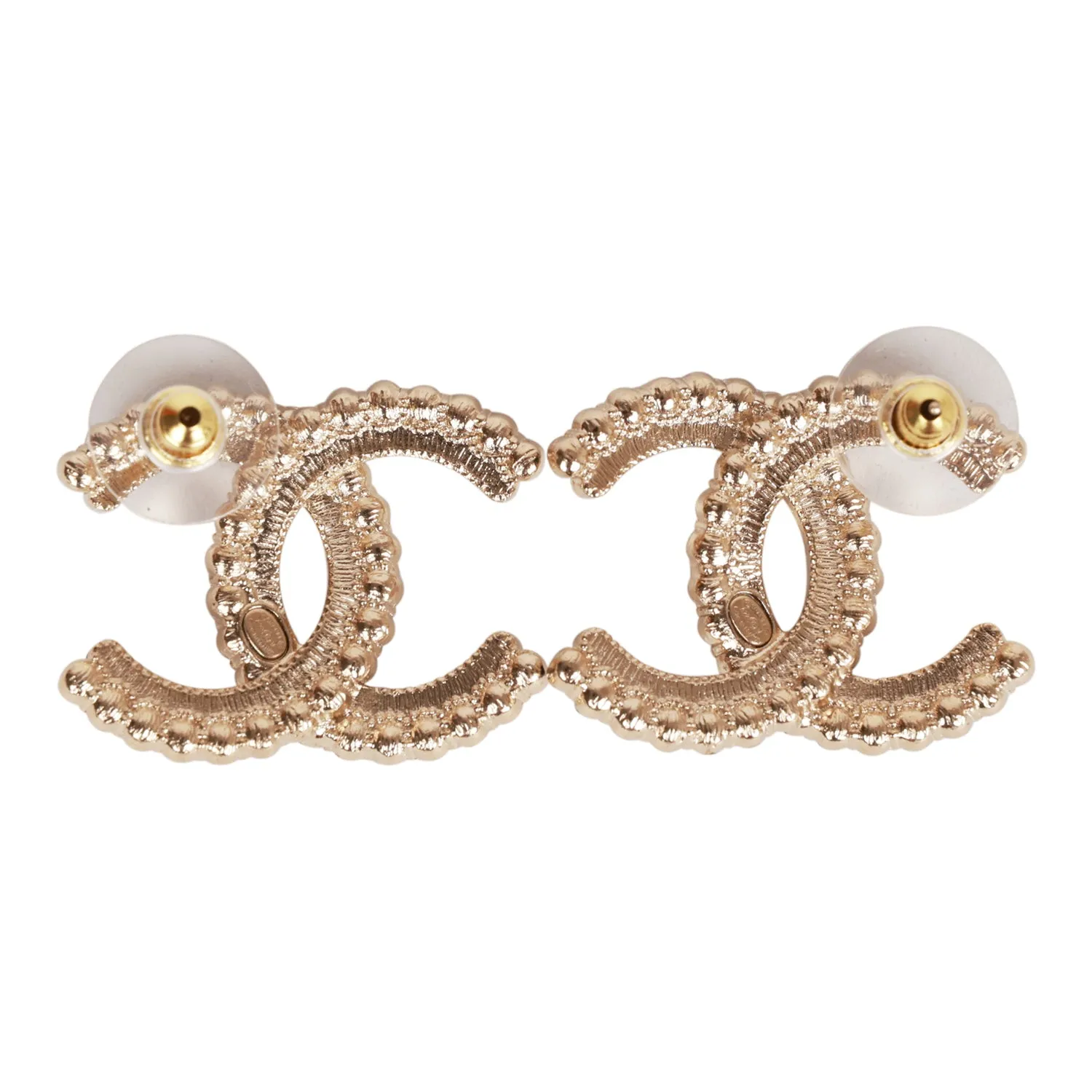 Chanel Black and Gold Crystal CC Earrings