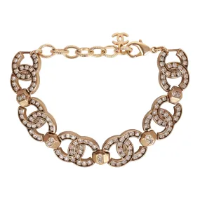 Chanel Crystal CC Gold Link Bracelet