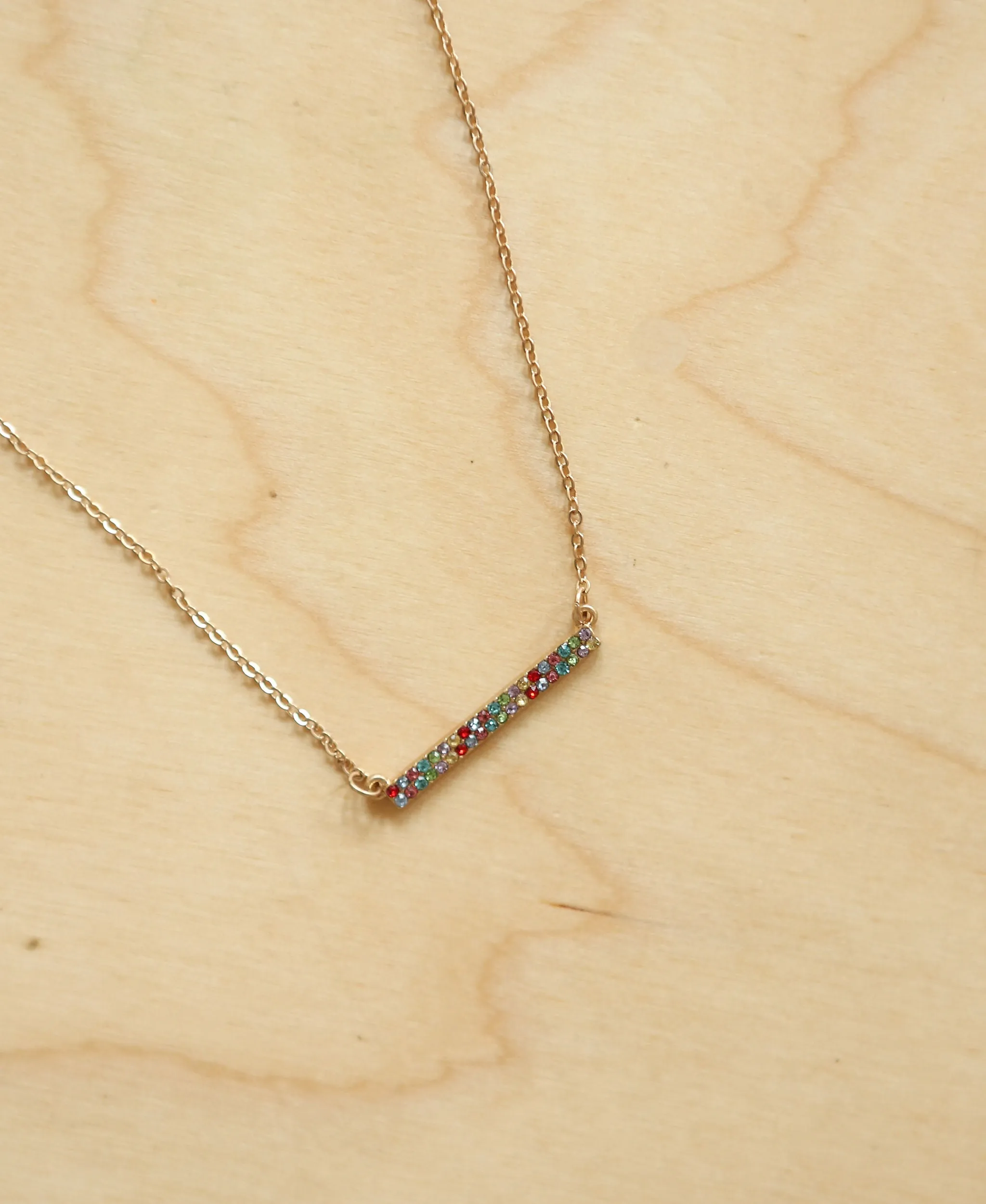 CHARLI Rhinestone Bar Necklace