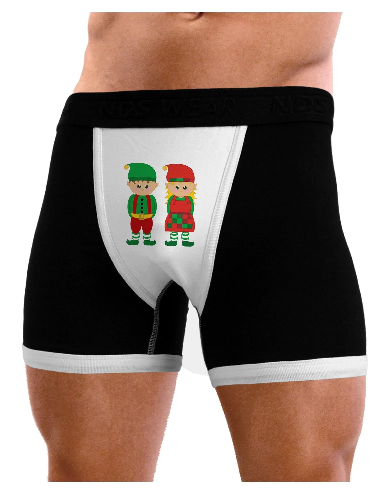 Cute Elf Couple Christmas Mens Boxer Brief Underwear