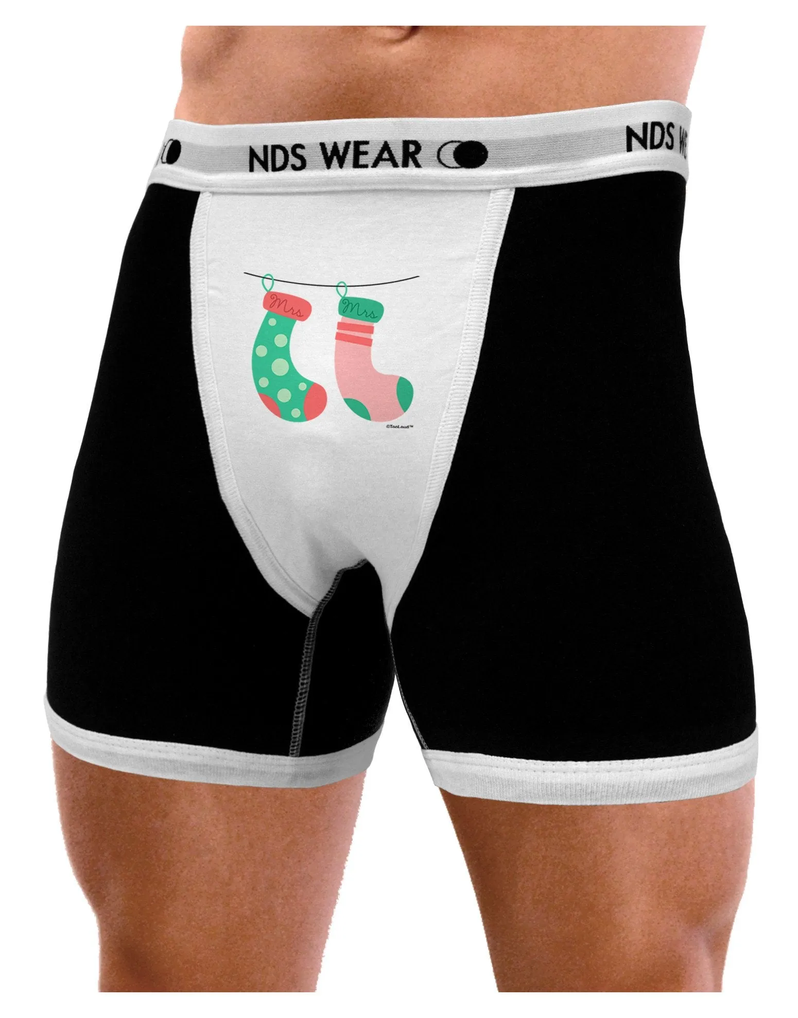 Cute Mrs and Mrs Christmas Couple Stockings Mens Boxer Brief Underwear by TooLoud