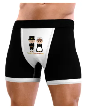 Cute Pilgrim Couple Happy Thanksgiving Mens Boxer Brief Underwear