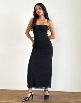 Darsih Maxi Dress in Basic Polka Black Flock