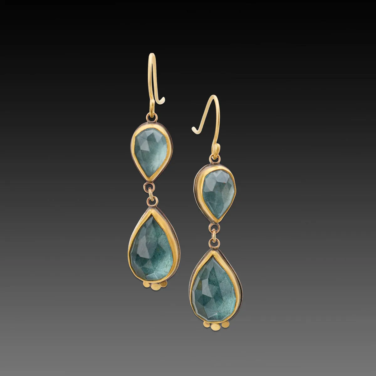 Double Teardrop Aquamarine Earrings