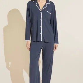 Eberjey Frida Whip Stitch Long Pj Set in Nightshadow Blue/Ivory PJ2018