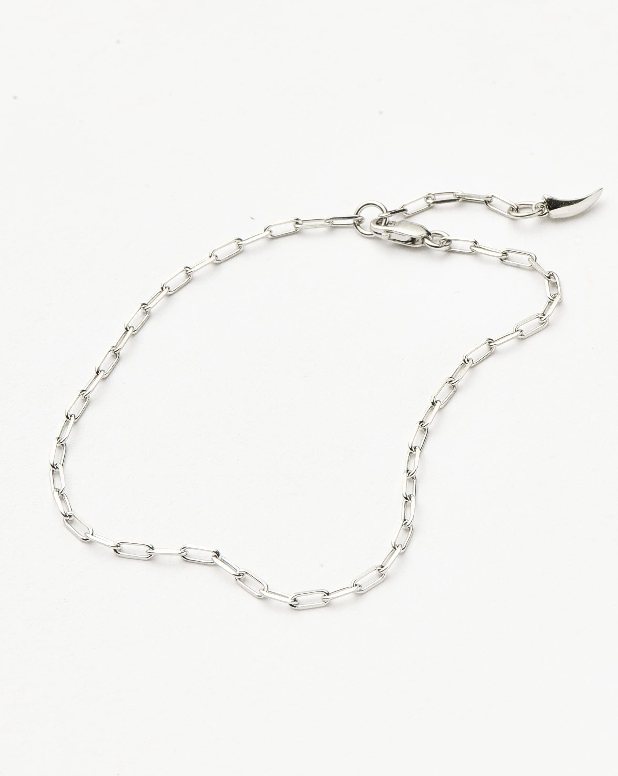 Fine Classic Paperclip Chain Bracelet | 14k Solid White Gold