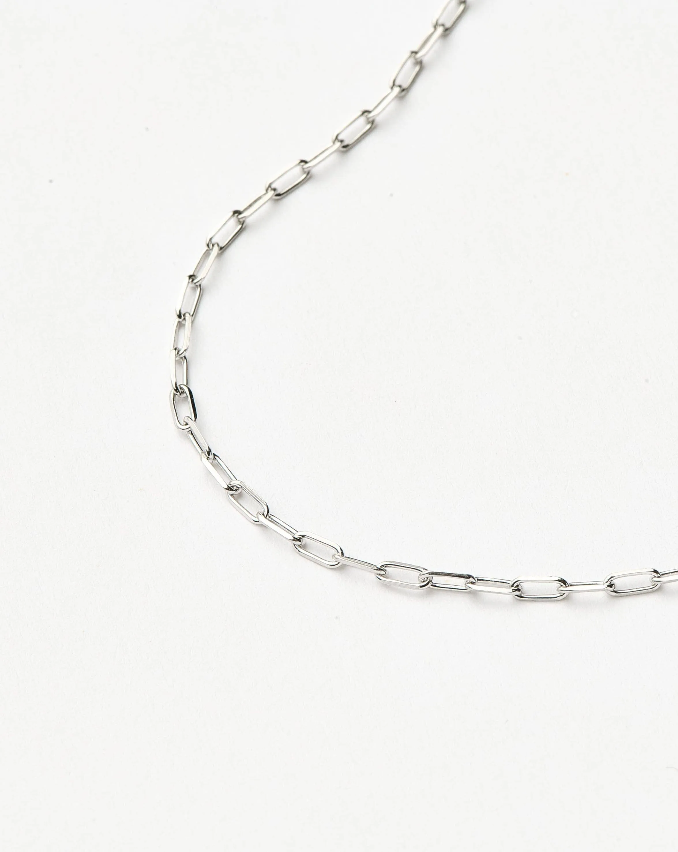 Fine Classic Paperclip Chain Bracelet | 14k Solid White Gold