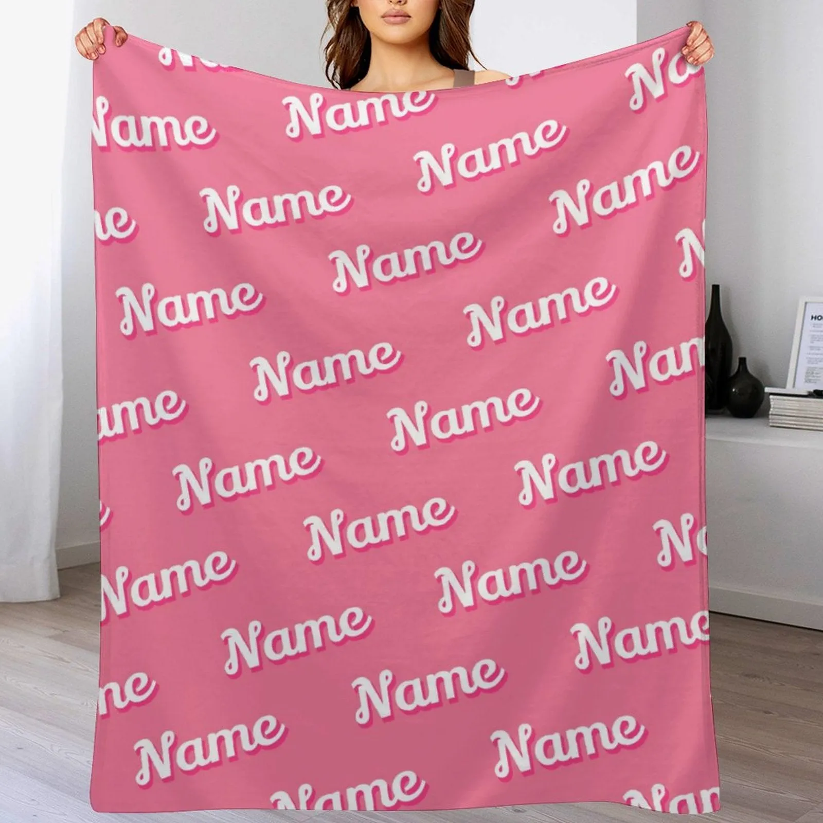 Free ShippingPersonalized Pink Name Custom Blanket