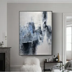 Grey Wall Painting Extra Large Blue Abstract Painting Cp013