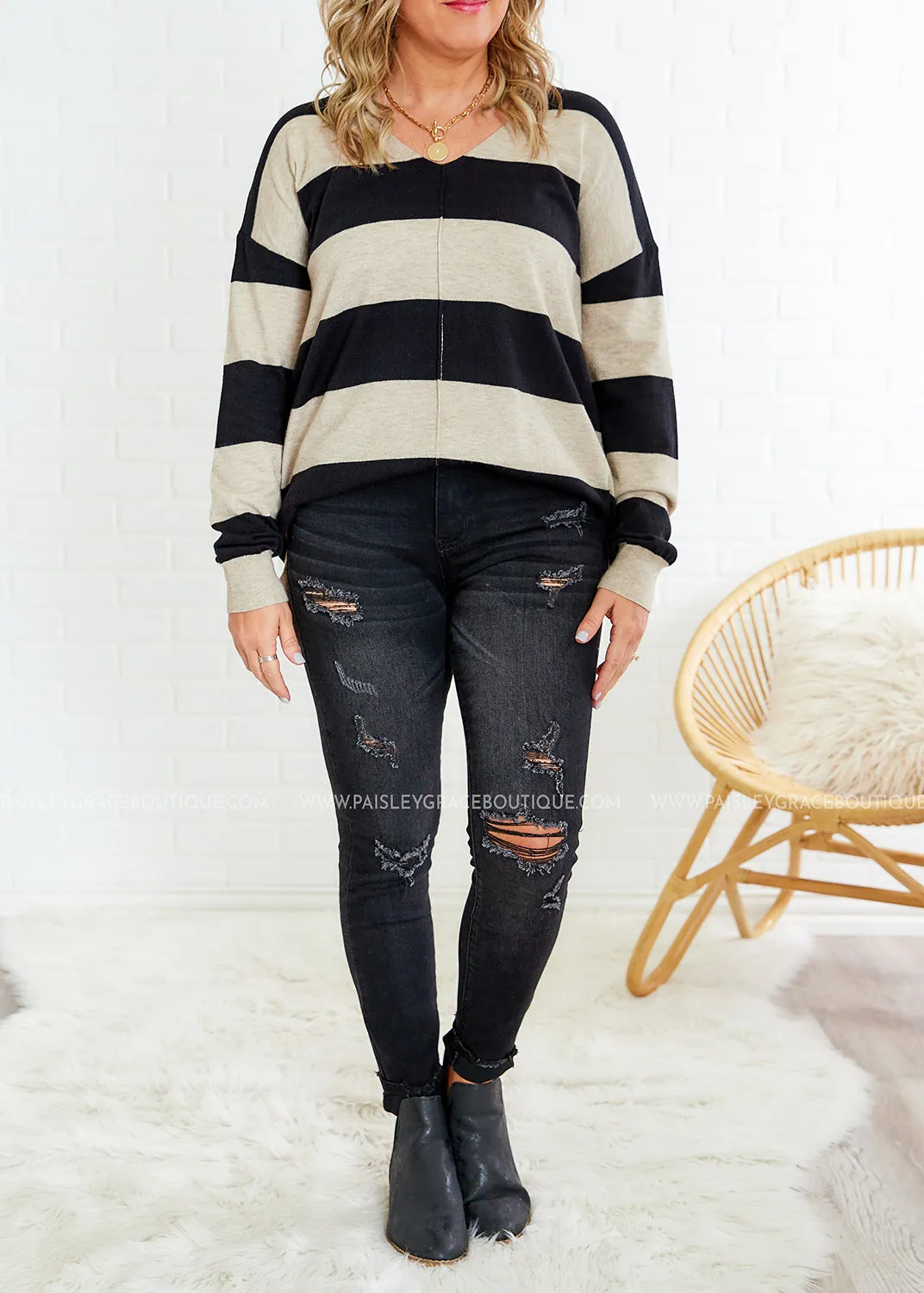 Irene Distressed Black Jeans - FINAL SALE