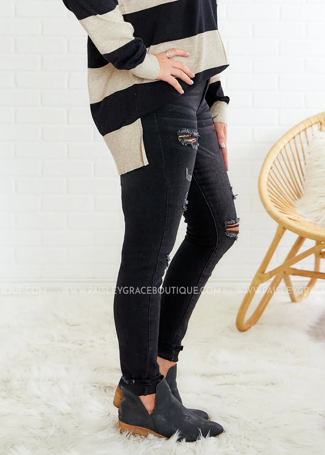 Irene Distressed Black Jeans - FINAL SALE