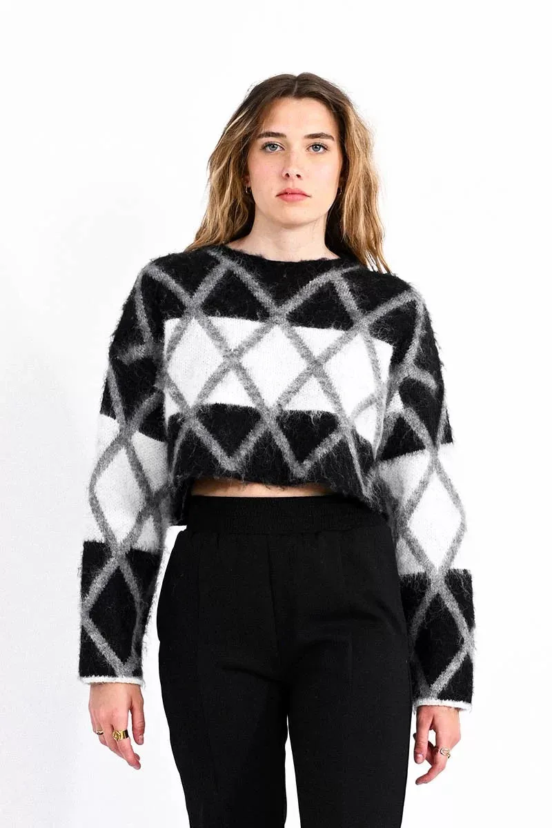 Lili Sidonio Diamond Print Knitted Sweater