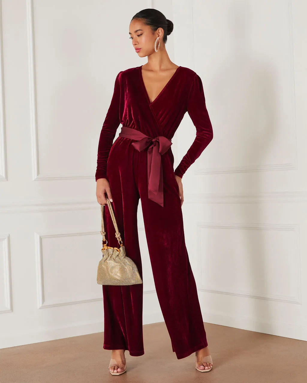 Love One Another Velvet Pocketed Cutout Back Jumpsuit