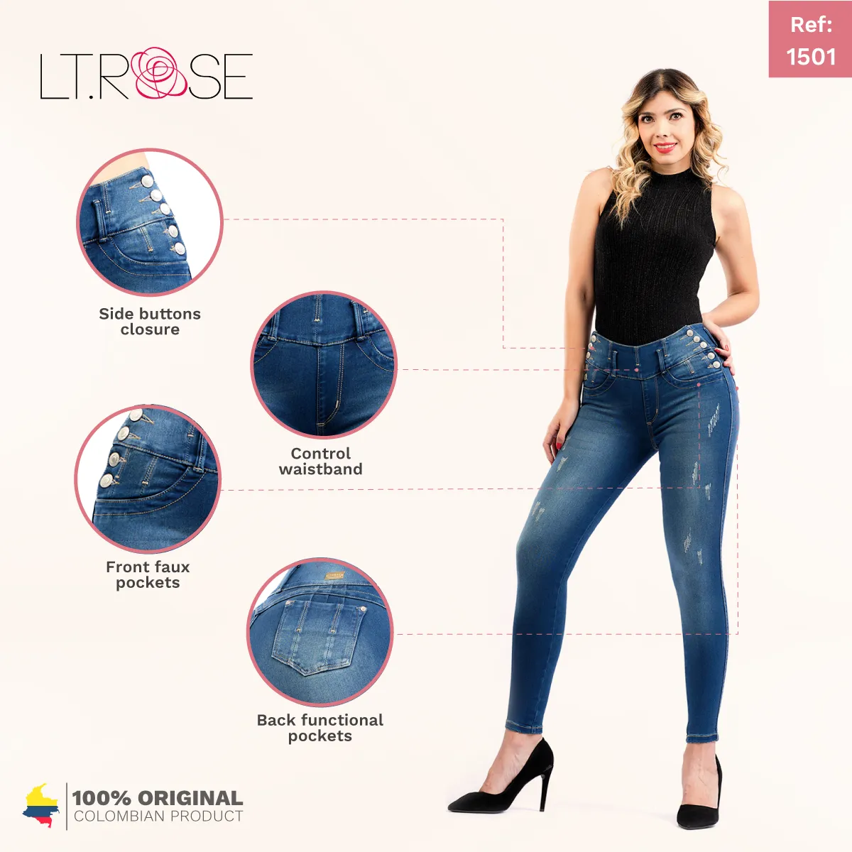 LT. Rose 1501 |  Skinny Leg Butt Lifting Jeans for Women