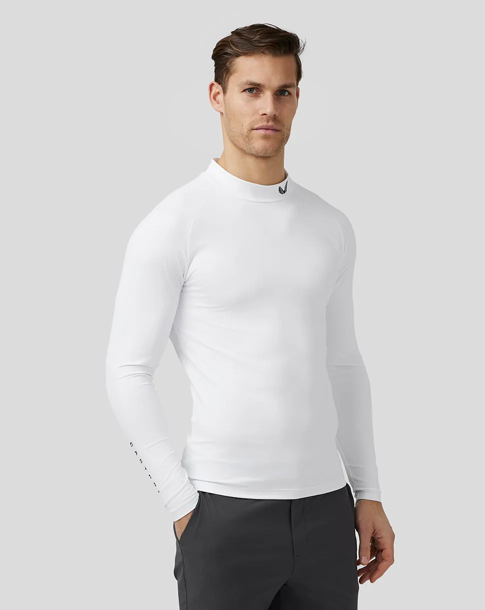 Men's Golf Long Sleeve Mock Neck Base Layer - White