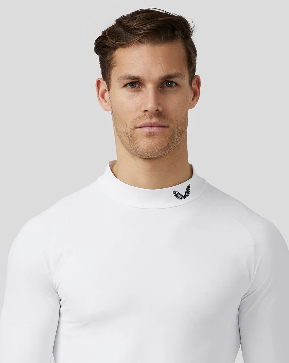 Men's Golf Long Sleeve Mock Neck Base Layer - White