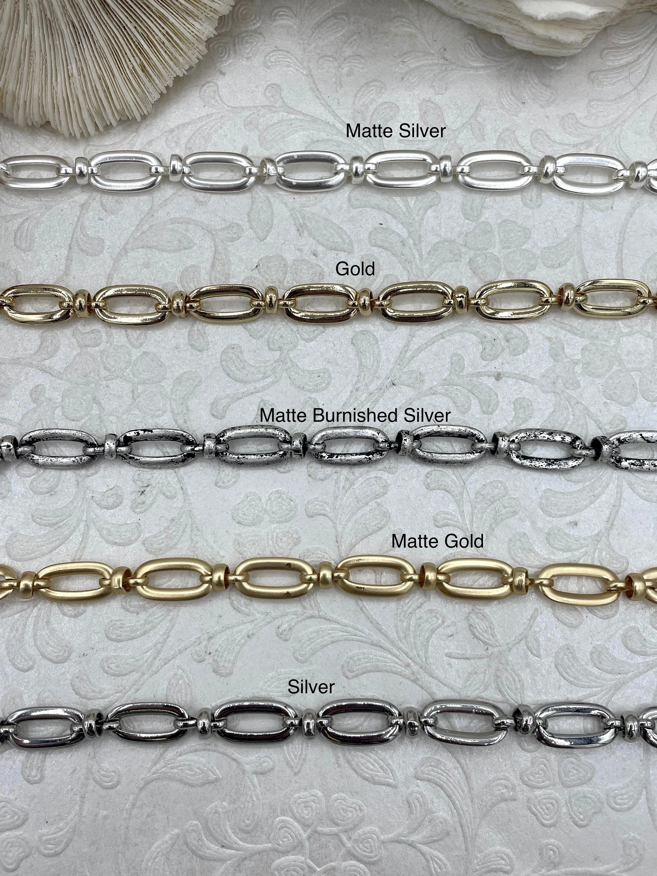 Mixed Link Cable Chain, by the foot. Lg Link 16mm x 7.5mm Sm Ring 5.25mm Electroplated Base Metal, Six Finishes, Fast ship