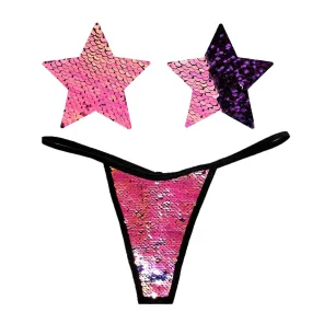 My Lil Pony Pink & Purple Iridescent Flip Sequin Pastie and Pantie Lingerie Set