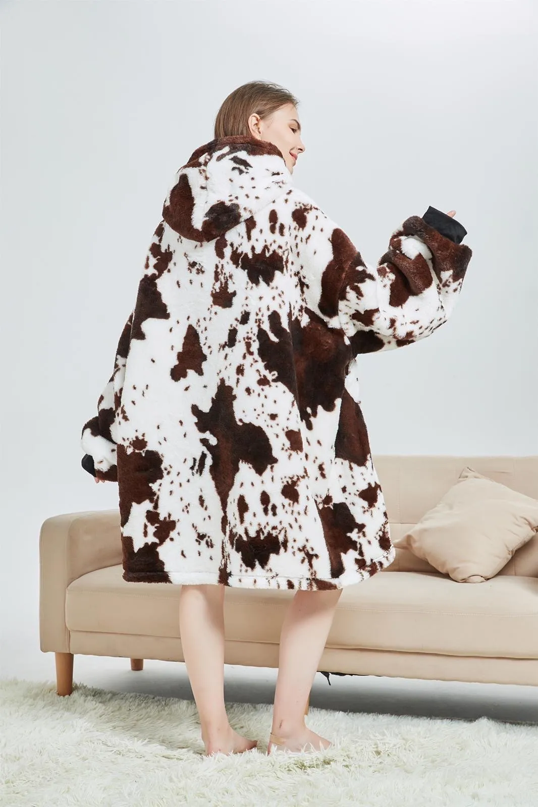 My Snuggy - Baby Seamless Cow Print Oversized Blanket Hoodie