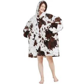 My Snuggy - Kids Seamless Cow Print Hoodie Blanket