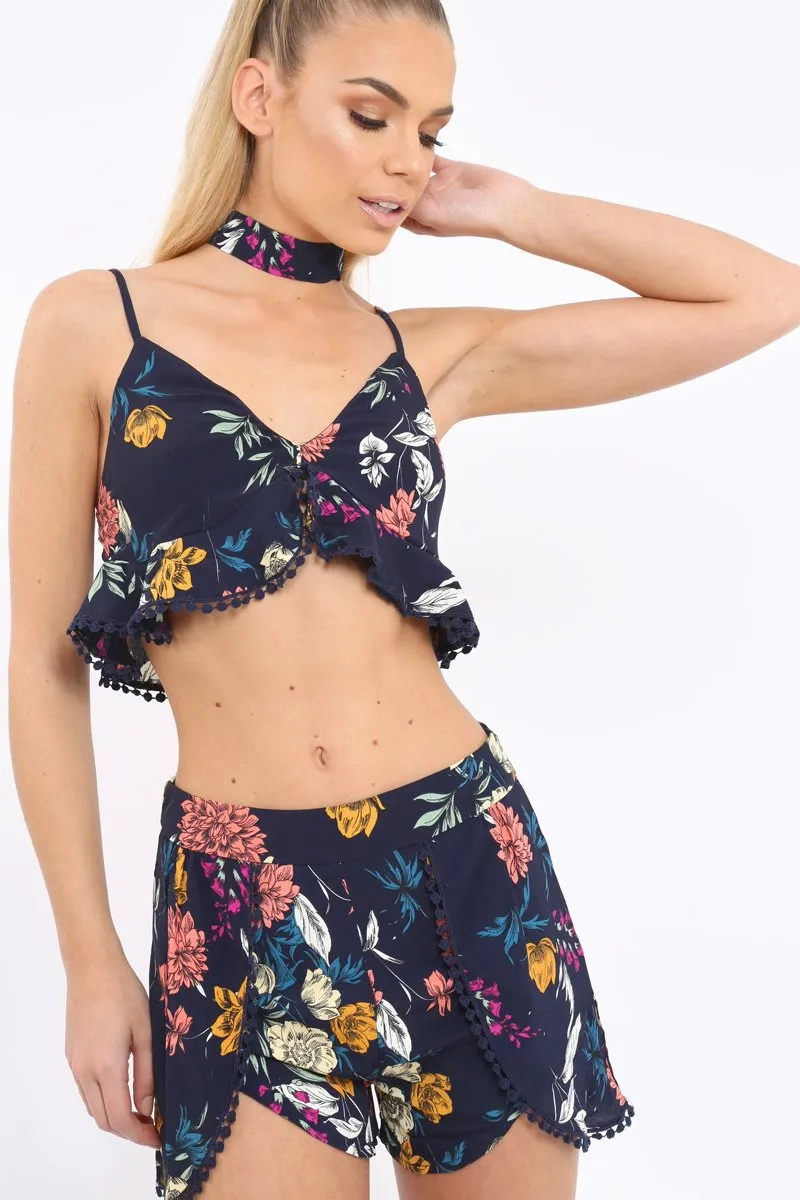 Navy Floral Co-ord Set - Emma