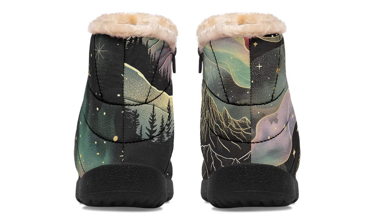 Northern Lights Comfy Winter Boots - Warm Vegan Boots with Side Zipper and Anti-Slip Soles